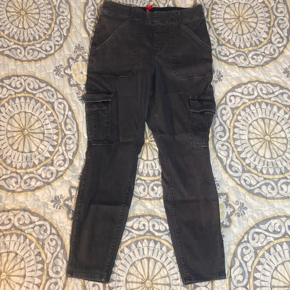 Spanx Grey Cargo Skinny Pull On Pants Size Large